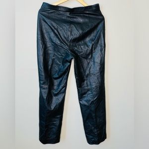 Jacqueline Ferrar sz 12 Black Leather Pants Straight Leg Lined High Waist Vntg